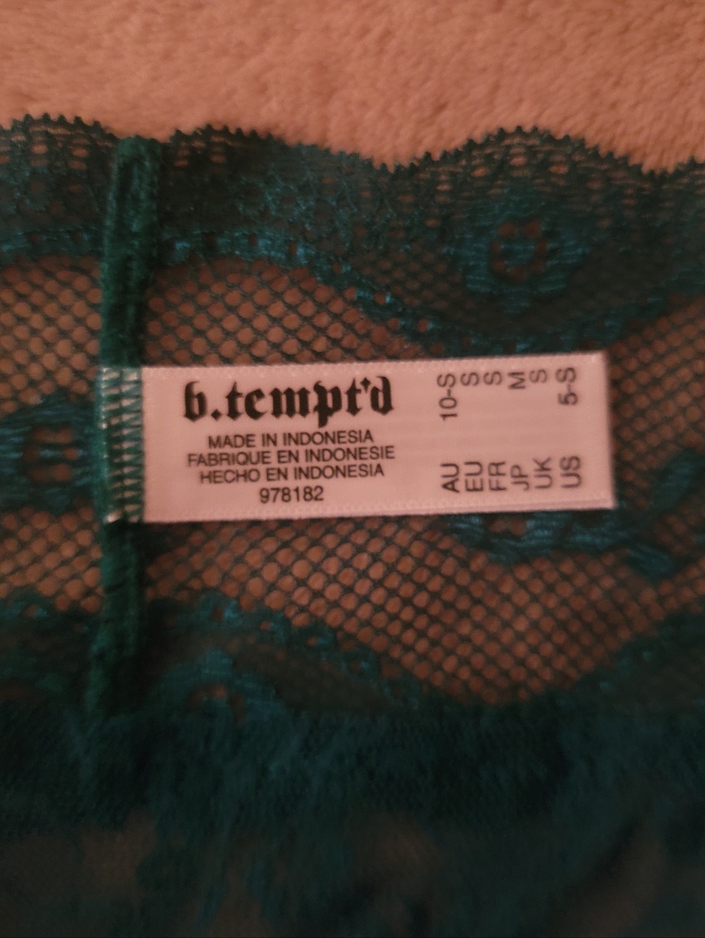 B.Tempt'd By Wacoal Lace Kiss Bikini Teal Panty Size Small - Picture 3 of 4